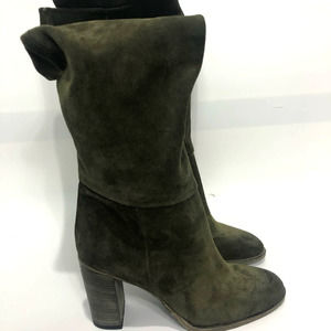 Free People Dakota Tall Boot Over The Knee Slouch Moss Green Suede EU 39 US 9